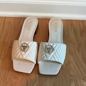 Guess Women's Cream Quilted Mules
